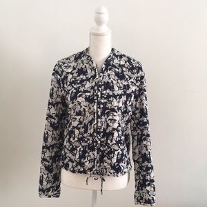 Zara Trafaluc Quilted, lightweight Blue & White Jacket Medium